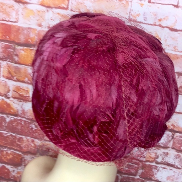 Feathered Vintage MCM Mulberry Purple Flapper Inspired Cloche Hat main image 6